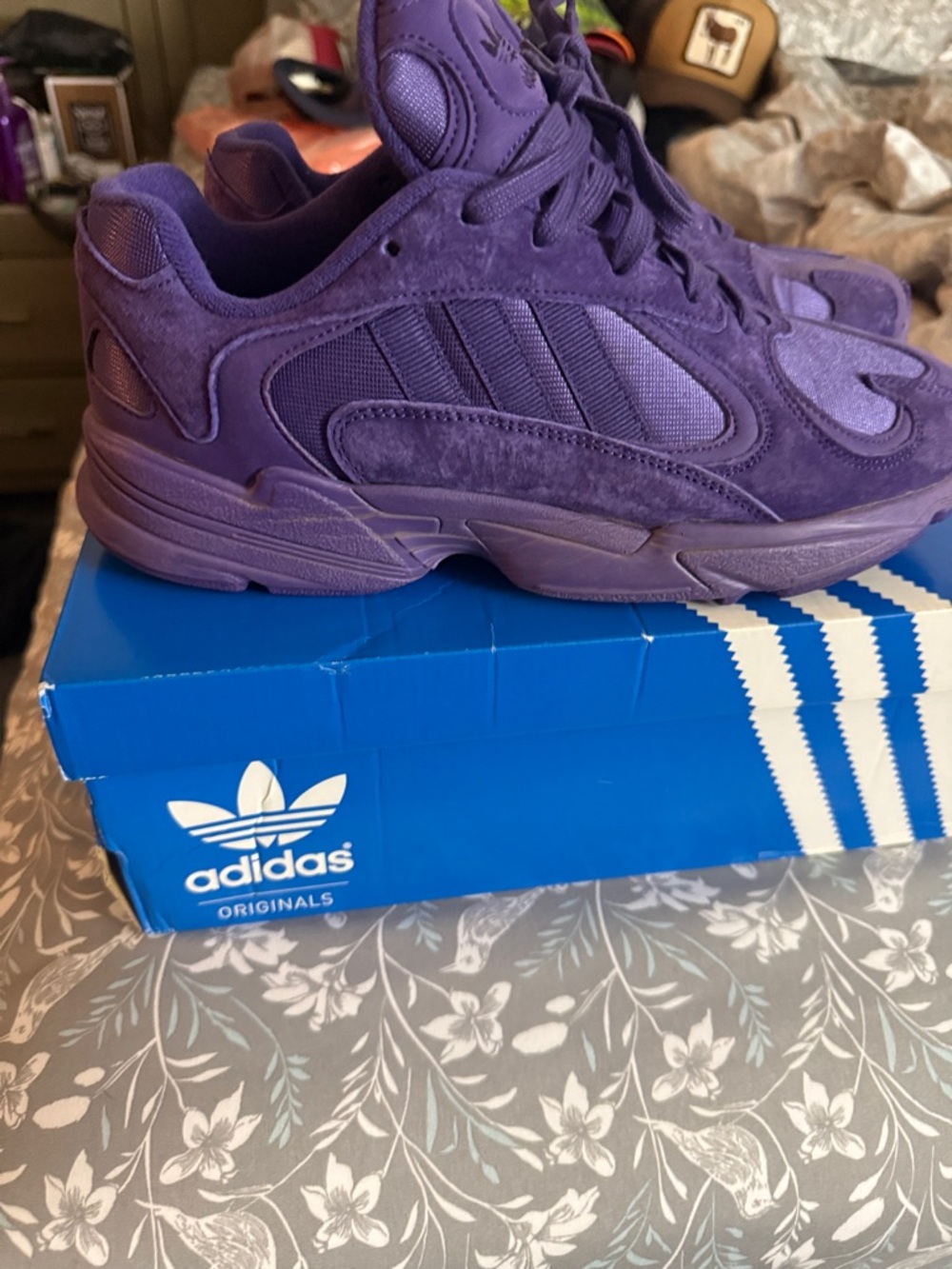 Adidas Men Yung-1 Originals Monochrome Purple Suede Sneakers